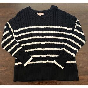 Philosophy Black and White Cable Knit Sweater Medium